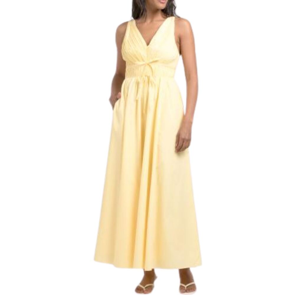 Joie Yellow V Neck Empire Waist Maxi Dress XS NWT